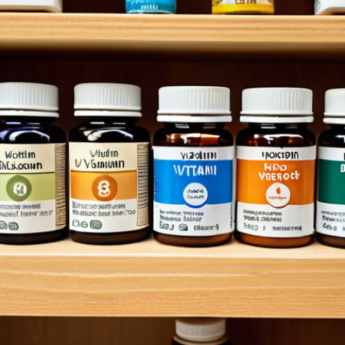 Home 15 **Close-up shot of a diverse selection of vitamin and mineral supplements displayed on a wooden shelf, with soft, natural light highlighting the labels. Focus on bottles with "Biotin", "Vitamin D", and "Iron" clearly visible.** (This captures the "Vitaminer och Mineraler: Hårets Bästa Vänner" section.)